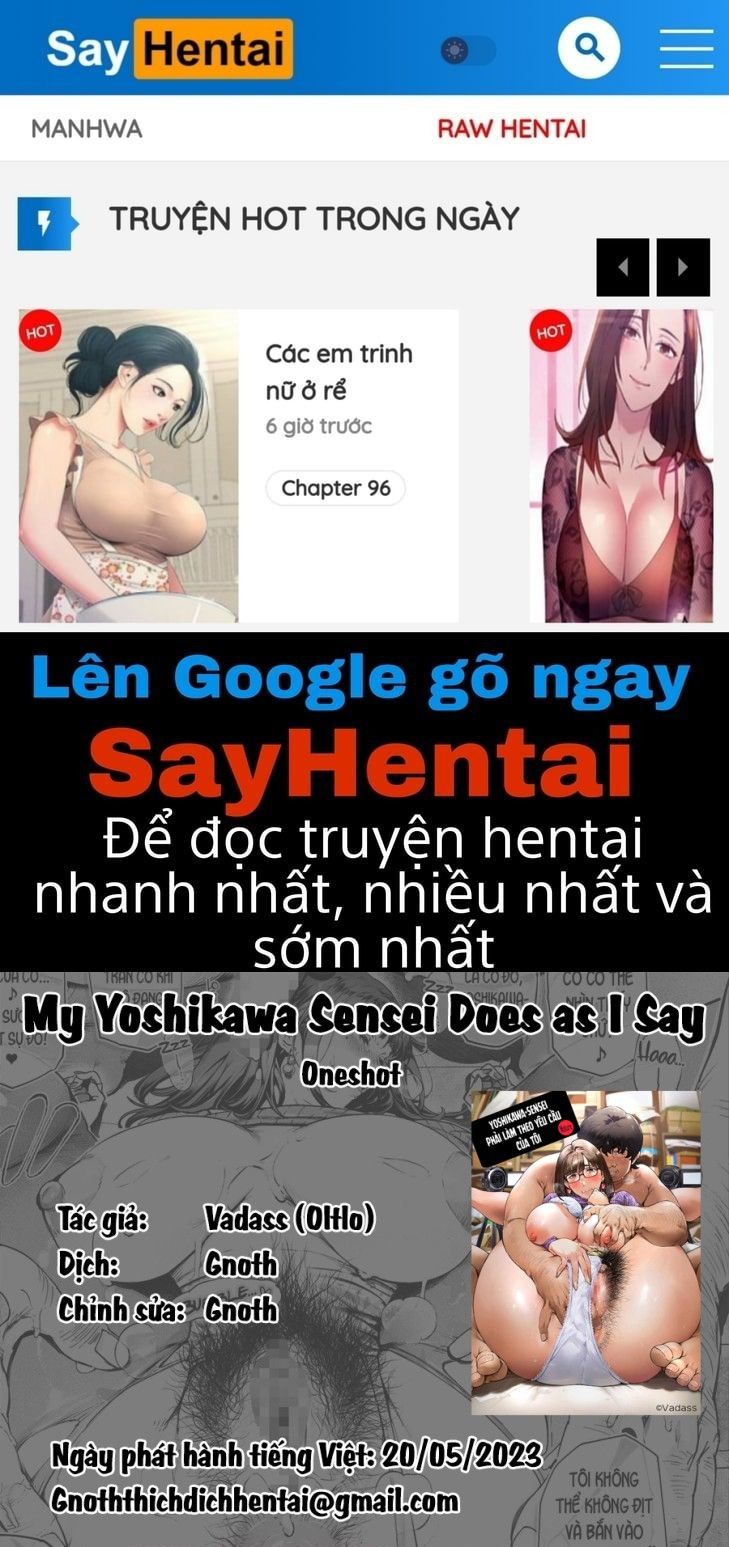 đọc truyện Boku No Iinari Yoshikawa Sensei Oneshot ảnh 1 tại Giả Dược