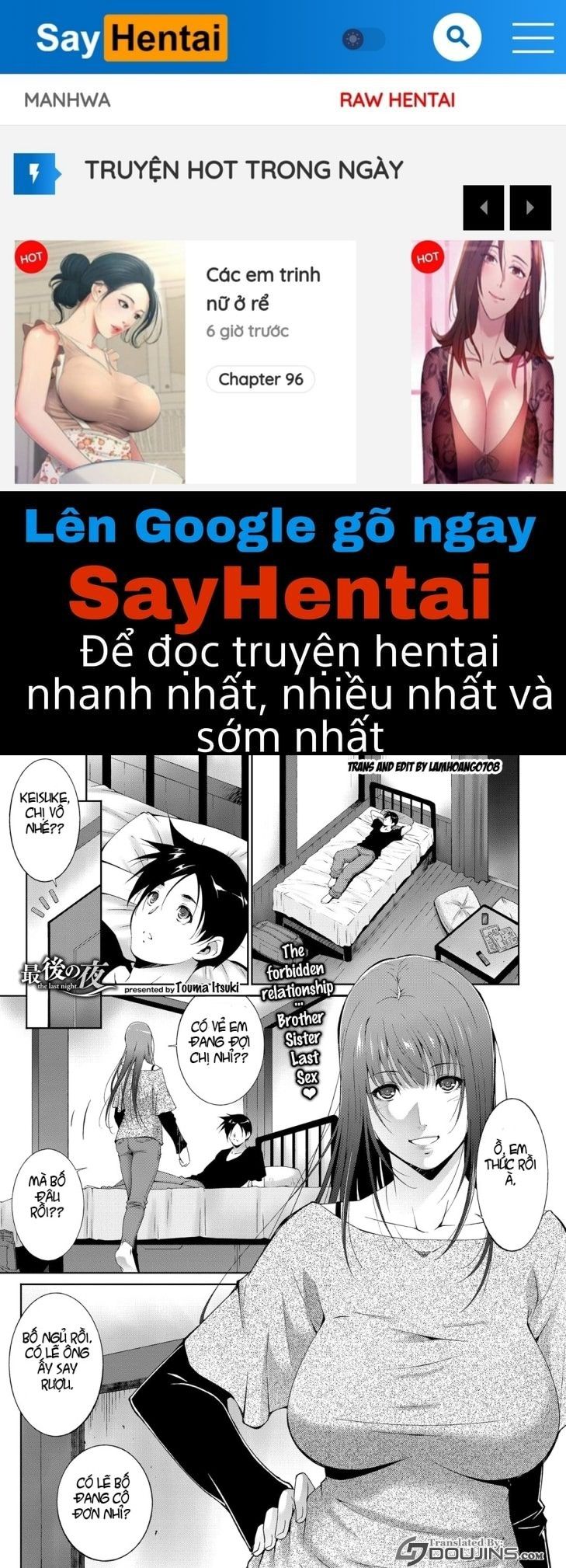 đọc truyện Đêm Cuối Cùng Với Chị Gái Tôi Oneshot ảnh 1 tại Thiên Thai Truyện