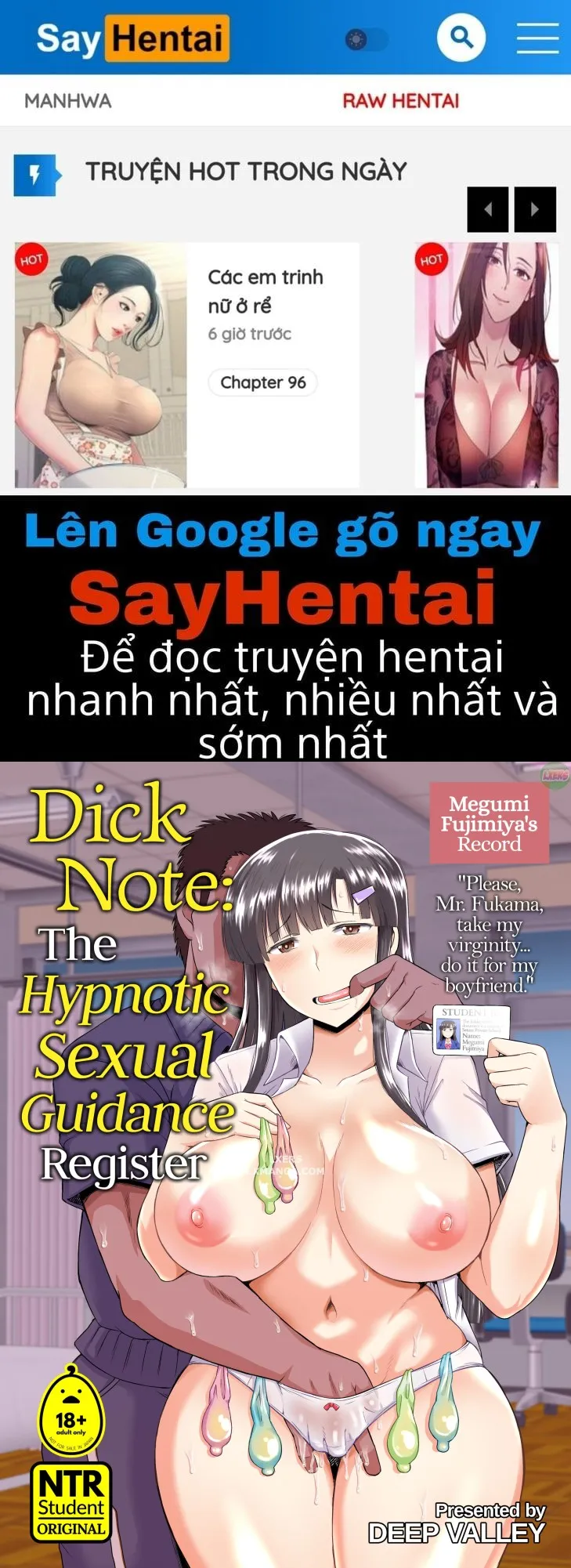 Dick Note The Hypnotic Sexual Guidance Register – Megumi Fujimiyas Record - Oneshot