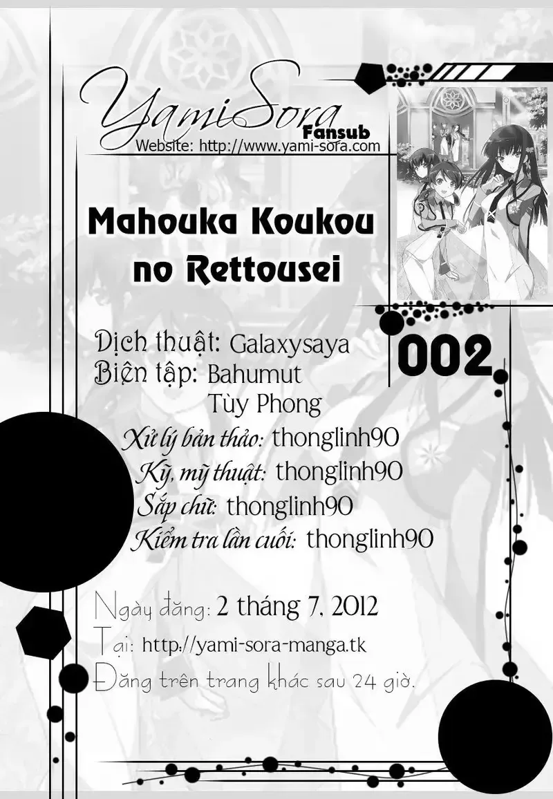 đọc truyện Mahouka Koukou No Rettousei Chương 2 ảnh 1 tại Giả Dược