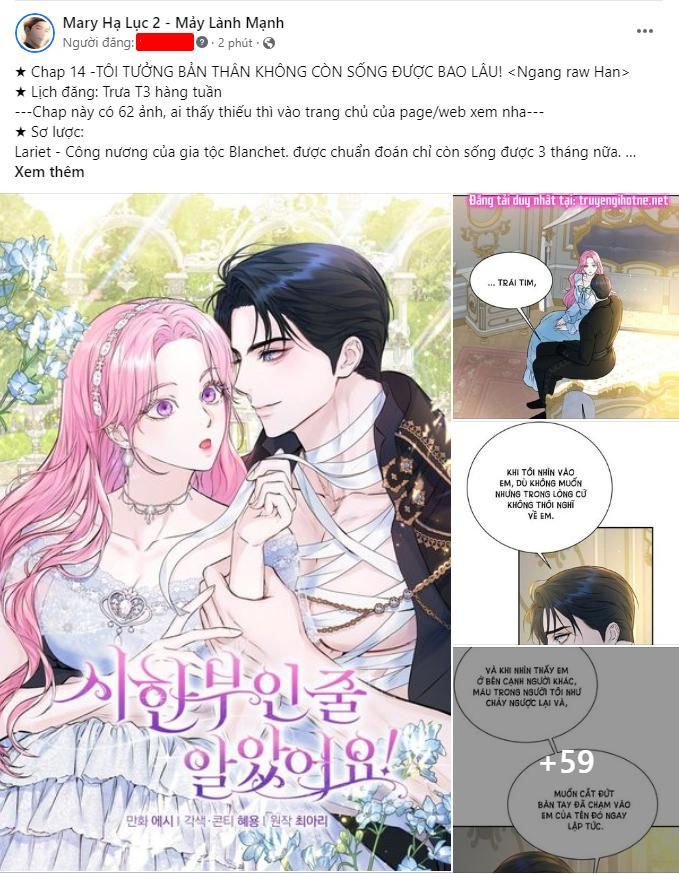 Tôi Tưởng Bản Thân Không Còn Sống Được Bao Lâu Chương 14.1 page 1 - Giả Dược
