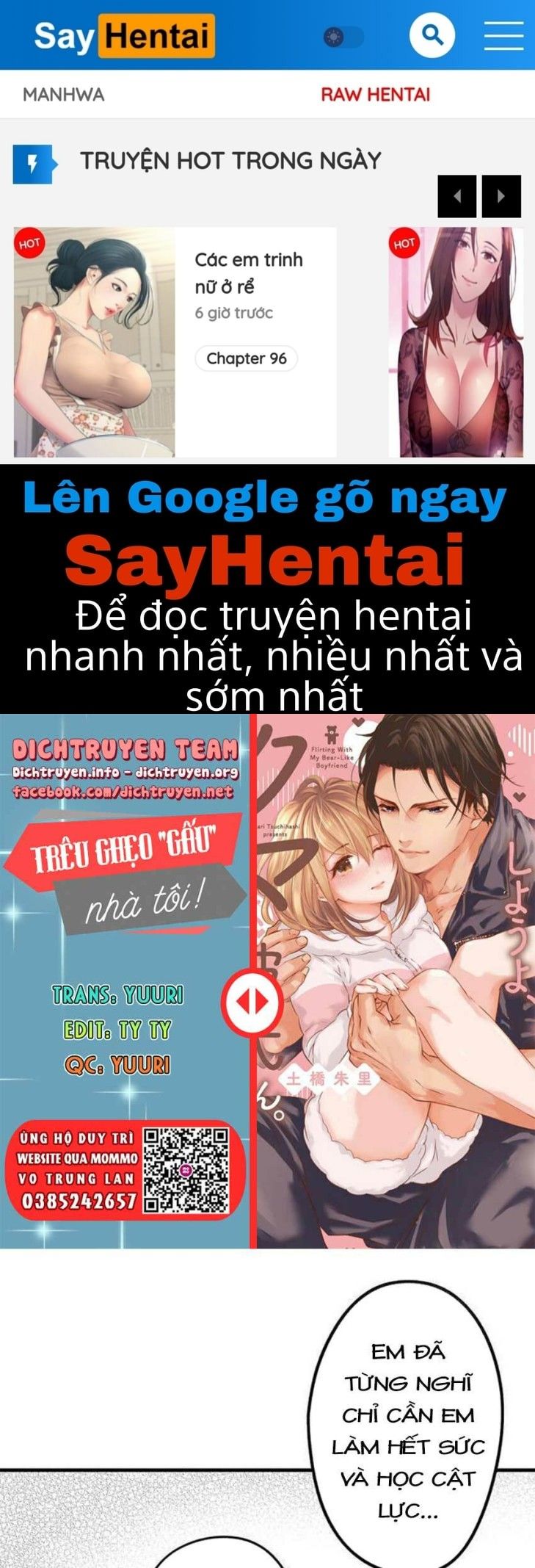 đọc truyện Trêu Ghẹo Gấu Nhà Tôi! Chương 35 ảnh 2 tại Thiên Thai Truyện